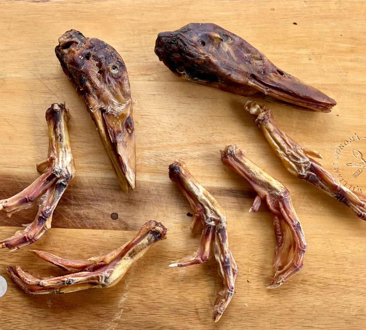 Smoked and Dehydrate Duck Heads and Duck Feet Dog Treats Made in Texas